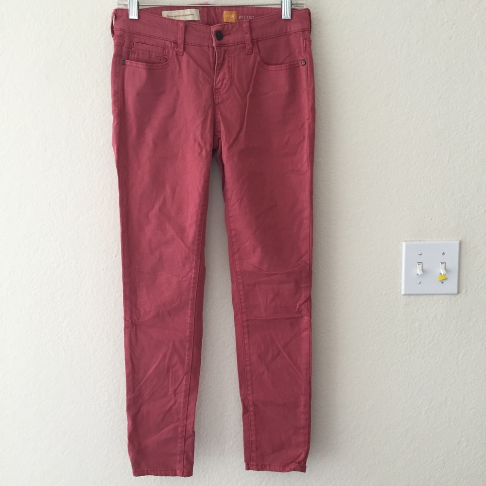 Anthro Pilcro stet sateen ankle skinny jeans pink